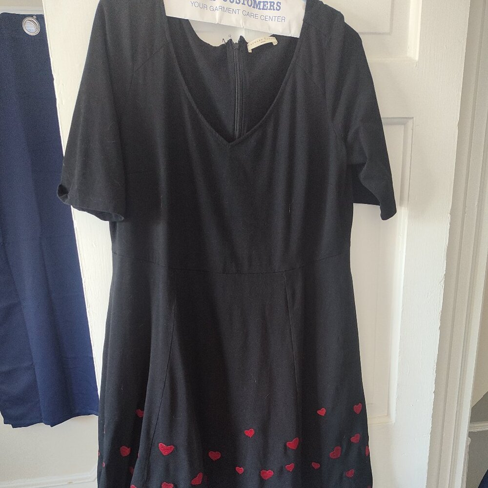 eShakti Plus Size Black Dress w/Red Hearts